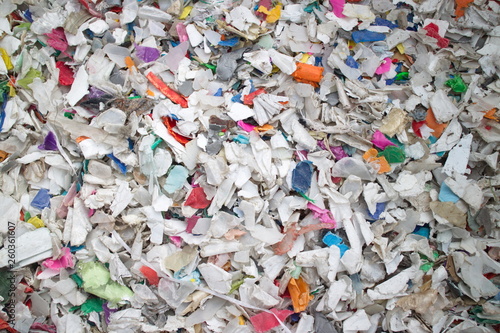 Recycling, shredded plastic