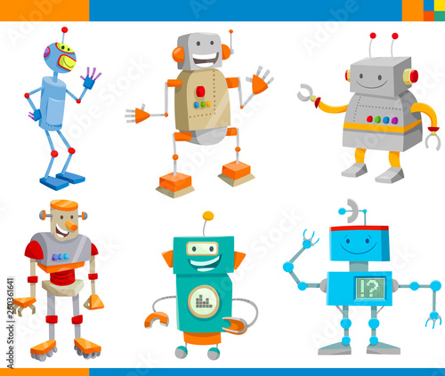 Cartoon Fantasy Robot Characters Set