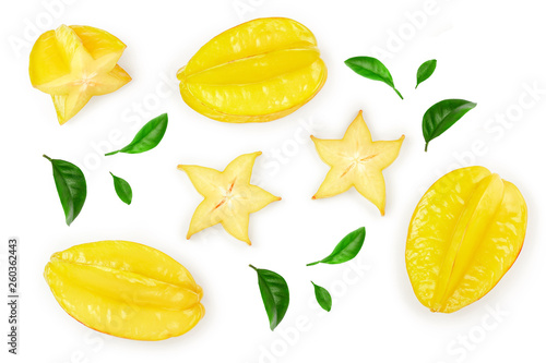 Quadro em tela Carambola or star-fruit isolated on white background