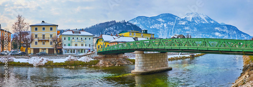 Panorama of Bad Ischl with Elizabethbrucke, Salzkammergut, Austria photo