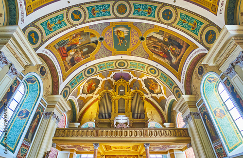 The organ in St Nicholas Parish church, Bad Ischl, Salzkammergut, Austria photo