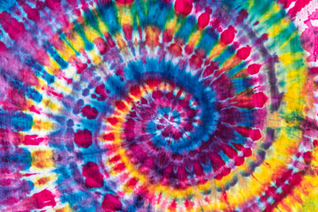 Bright Colorful Abstract Psychedelic Tie Dye Swirl Design Pattern.