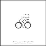 Vector icon of cyclist, sportsman on white isolated background.