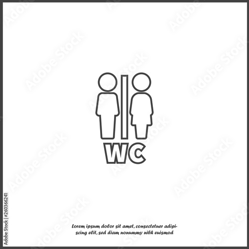 Vector icon of toilet. Plate on the door wc on white isolated background.
