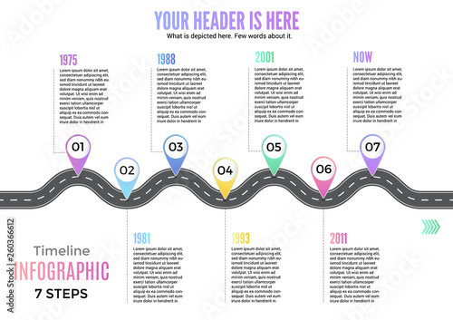 Info business plan navigation loop map bend road way infographic roadmap design vector illustration