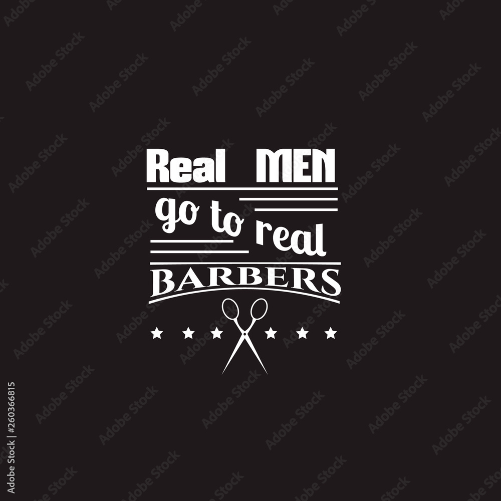 Barber's quote typographical background about hair with illustration of vintage scissors. Vector template for poster business card banner and t-shirt