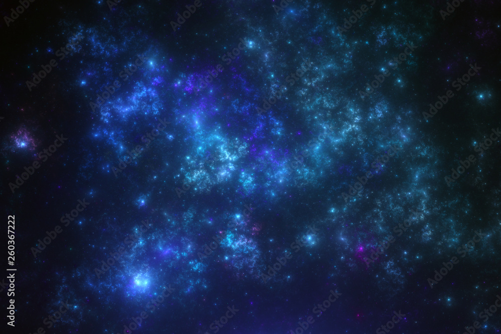 Dark blue abstract fractal nebula, digital artwork for creative graphic design