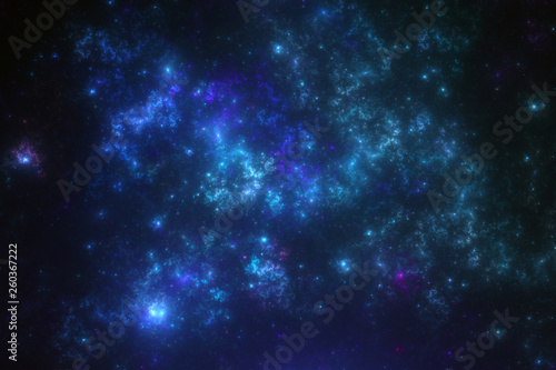 Dark blue abstract fractal nebula, digital artwork for creative graphic design