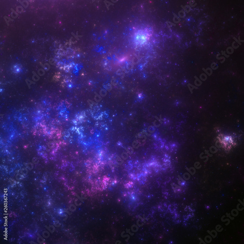 Fototapeta Naklejka Na Ścianę i Meble -  Dark purple fractal nebula, digital artwork for creative graphic design