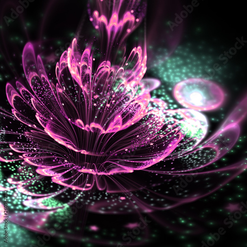 Dark fractal flower, digital artwork for creative graphic design