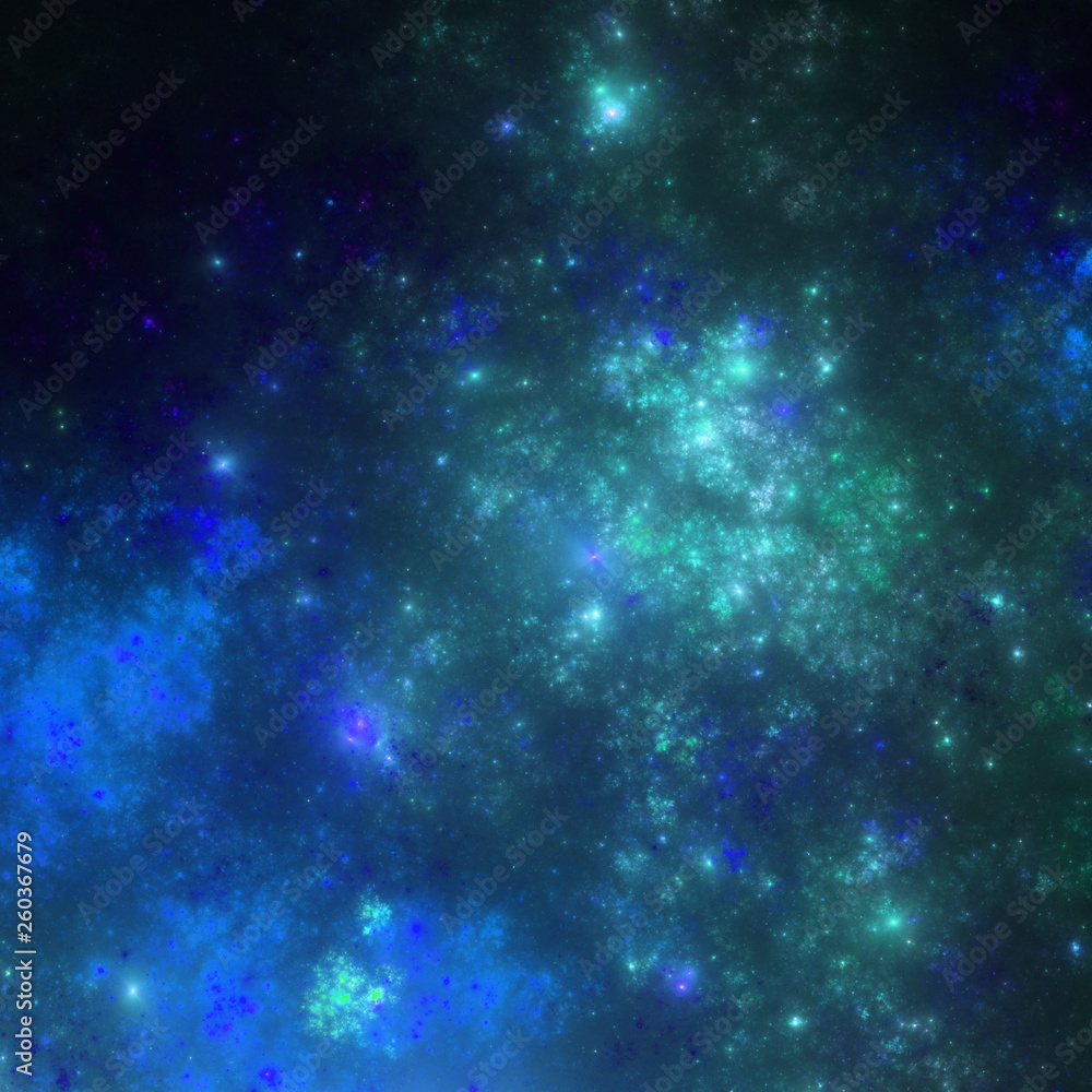 Dark blue fractal nebula, digital artwork for creative graphic design