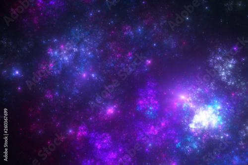 Abstract fractal nebula with stars, digital artwork for creative graphic design