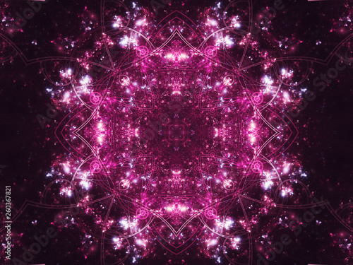 Symmetrical red fractal steampunk pattern  digital artwork for c
