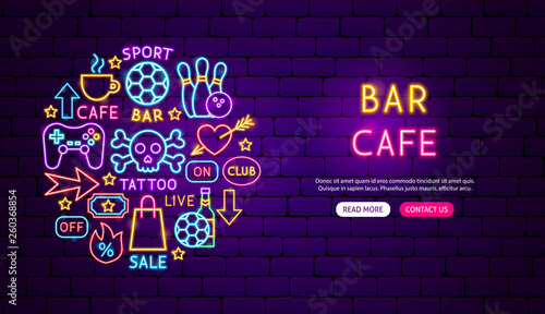 Bar Cafe Neon Banner Design