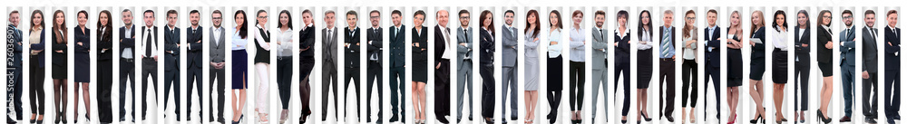 panoramic collage of a large and successful business team - obrazy, fototapety, plakaty 