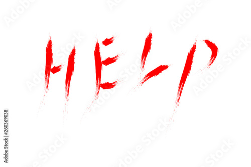 word help hand written with the blood
