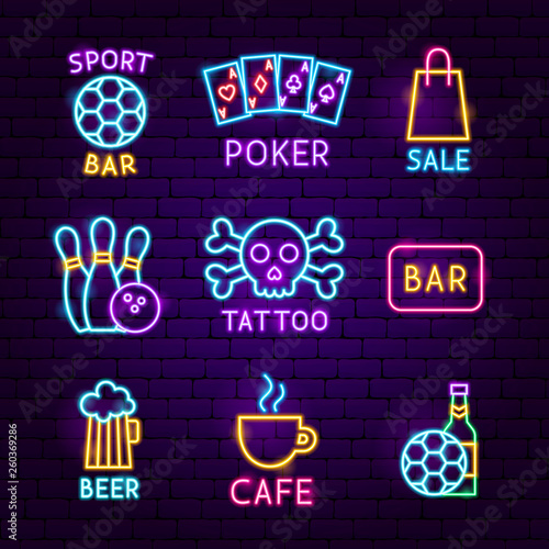 Bar Street Neon Label Set