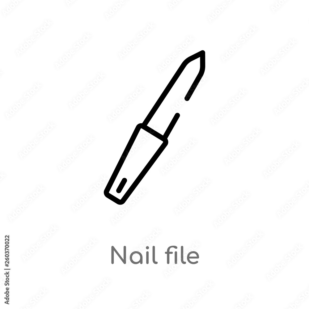 outline nail file vector icon. isolated black simple line element illustration from beauty concept. editable vector stroke nail file icon on white background outline nail file vector icon. isolated black simple line element illustration from beauty concept. editable vector stroke nail file icon on white background