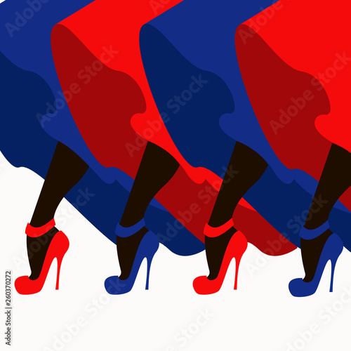 Illustration of beautiful legs isolated made in vintage style. Vector template for business card, banner, T-shirt print or music album's cover.
