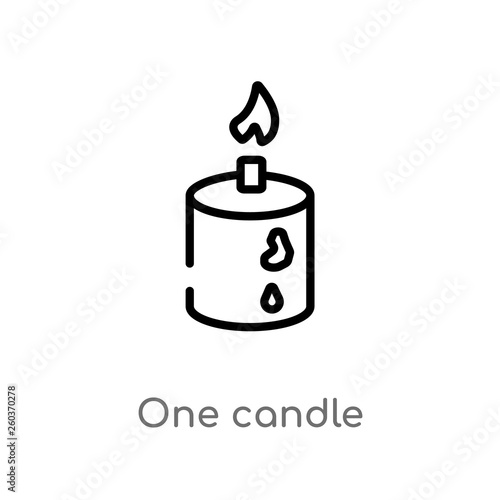 outline one candle vector icon. isolated black simple line element illustration from beauty concept. editable vector stroke one candle icon on white background