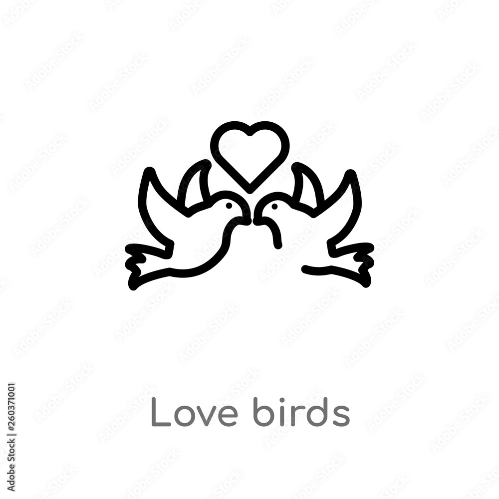 outline love birds vector icon. isolated black simple line element illustration from birthday party and wedding concept. editable vector stroke love birds icon on white background outline love birds vector icon. isolated black simple line element illustration from birthday party and wedding concept. editable vector stroke love birds icon on white background