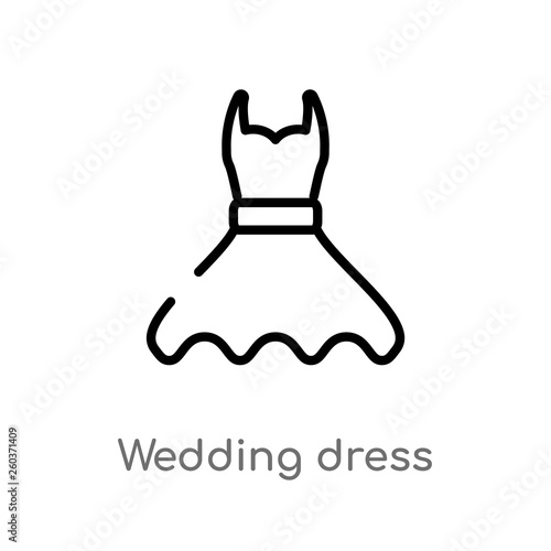 outline wedding dress vector icon. isolated black simple line element illustration from birthday party and wedding concept. editable vector stroke wedding dress icon on white background