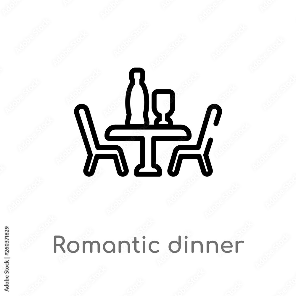 outline romantic dinner vector icon. isolated black simple line element illustration from love & wedding concept. editable vector stroke romantic dinner icon on white background outline romantic dinner vector icon. isolated black simple line element illustration from love & wedding concept. editable vector stroke romantic dinner icon on white background