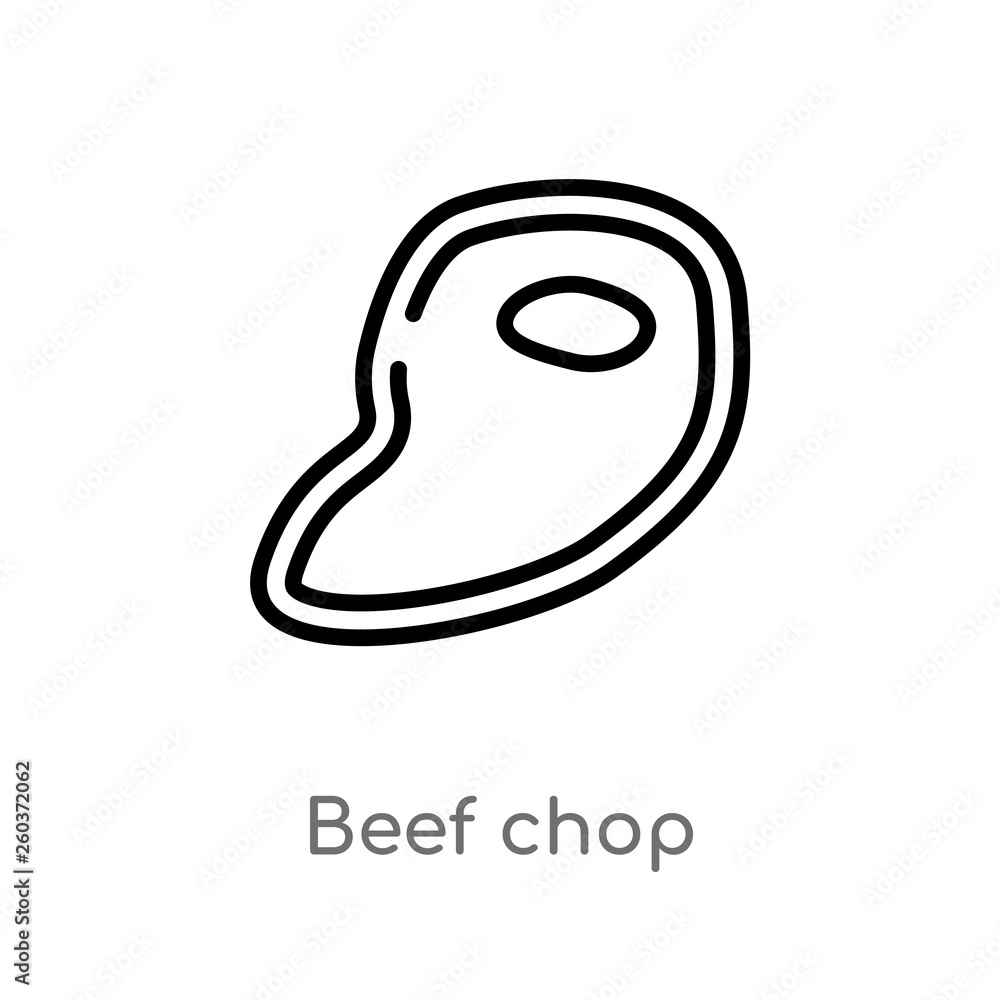 outline beef chop vector icon. isolated black simple line element illustration from bistro and restaurant concept. editable vector stroke beef chop icon on white background outline beef chop vector icon. isolated black simple line element illustration from bistro and restaurant concept. editable vector stroke beef chop icon on white background