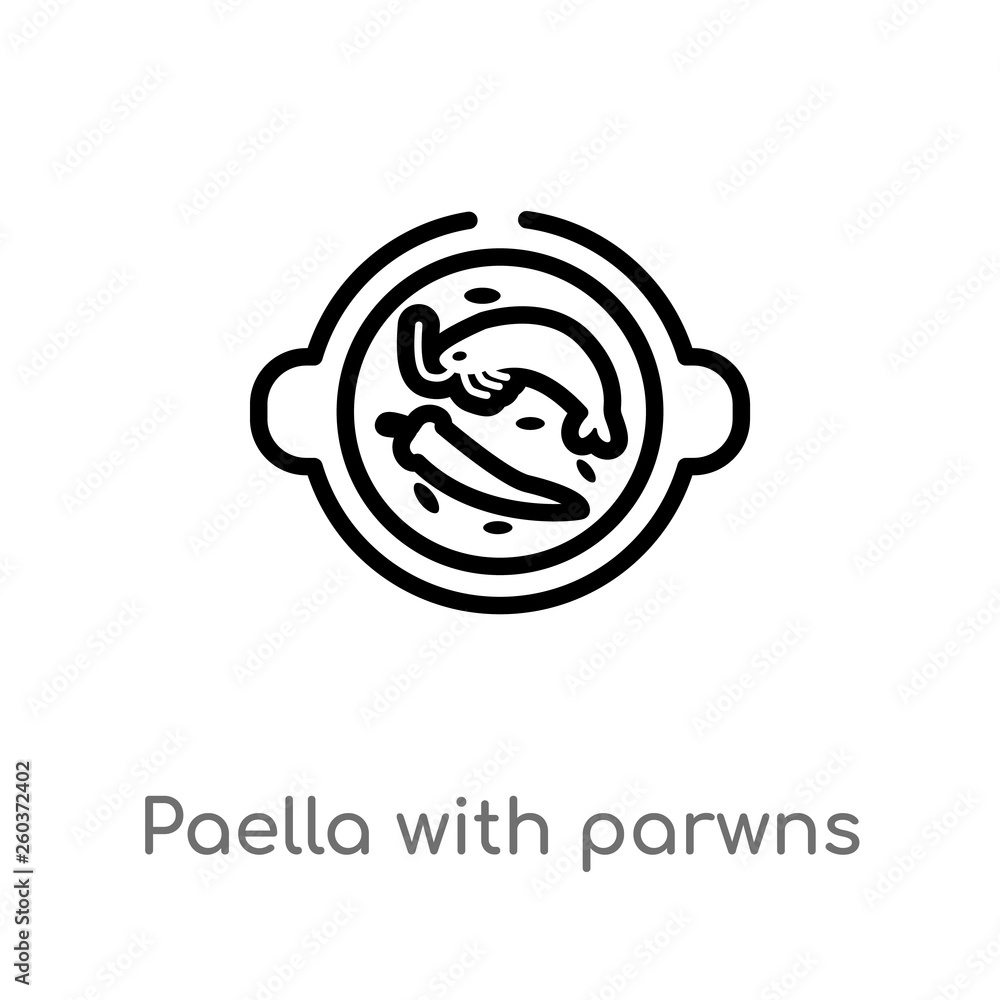 outline paella with parwns vector icon. isolated black simple line element illustration from bistro and restaurant concept. editable vector stroke paella with parwns icon on white background outline paella with parwns vector icon. isolated black simple line element illustration from bistro and restaurant concept. editable vector stroke paella with parwns icon on white background