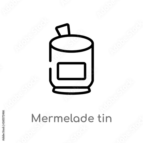 outline mermelade tin vector icon. isolated black simple line element illustration from bistro and restaurant concept. editable vector stroke mermelade tin icon on white background