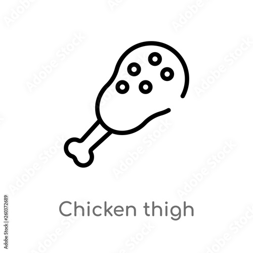 outline chicken thigh vector icon. isolated black simple line element illustration from bistro and restaurant concept. editable vector stroke chicken thigh icon on white background