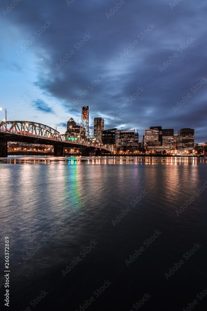 Downtown Portland City River Night