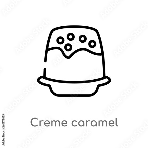 outline creme caramel vector icon. isolated black simple line element illustration from bistro and restaurant concept. editable vector stroke creme caramel icon on white background