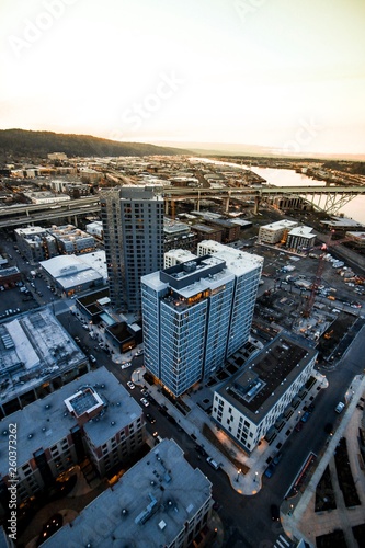 Downtown Portland From Skyscraper Roof
