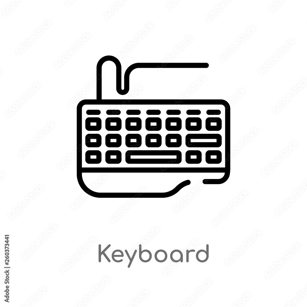outline keyboard vector icon. isolated black simple line element illustration from blogger and influencer concept. editable vector stroke keyboard icon on white background outline keyboard vector icon. isolated black simple line element illustration from blogger and influencer concept. editable vector stroke keyboard icon on white background
