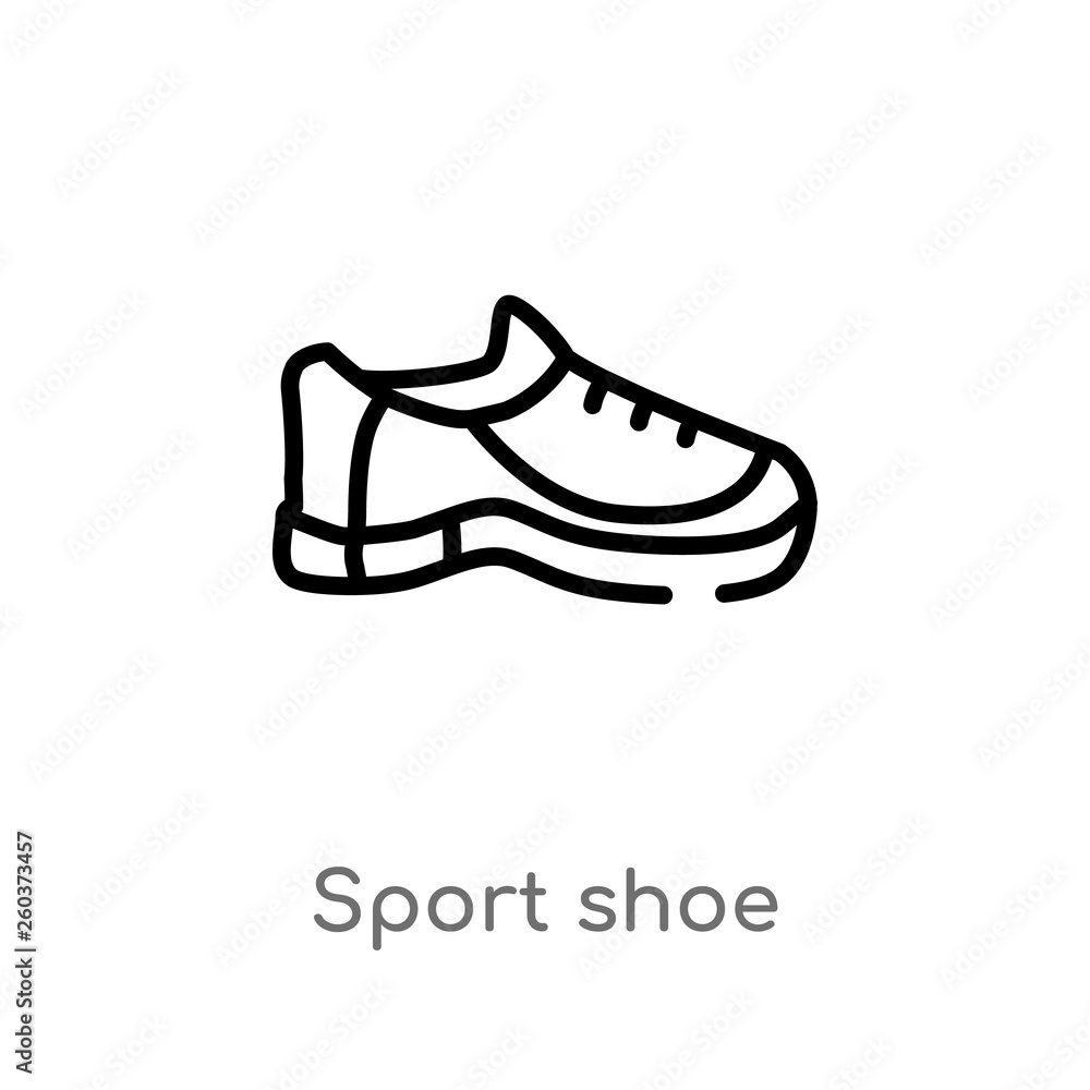 outline sport shoe vector icon. isolated black simple line element illustration from blogger and influencer concept. editable vector stroke sport shoe icon on white background outline sport shoe vector icon. isolated black simple line element illustration from blogger and influencer concept. editable vector stroke sport shoe icon on white background