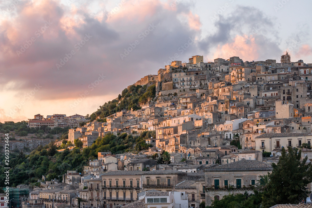 View over the village of Modica in the south of Sicily, Italy