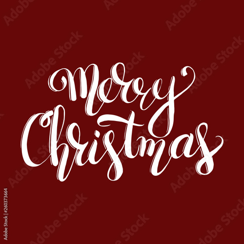 Christmas quote typographical background. Merry Christmas. Unique Handwritten lettering with curls.Template for card poster banner print for t-shirt