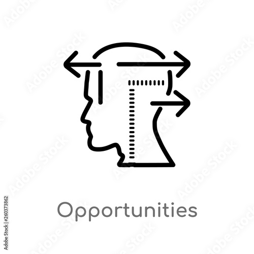 outline opportunities vector icon. isolated black simple line element illustration from brain process concept. editable vector stroke opportunities icon on white background