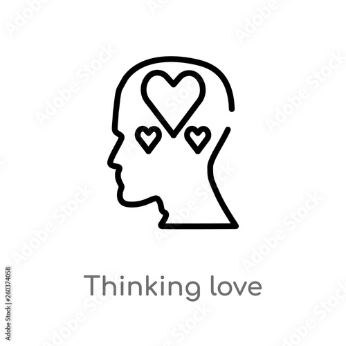 outline thinking love vector icon. isolated black simple line element illustration from brain process concept. editable vector stroke thinking love icon on white background