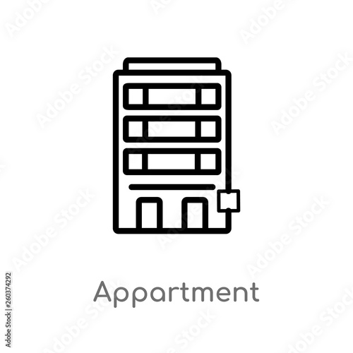 outline appartment vector icon. isolated black simple line element illustration from buildings concept. editable vector stroke appartment icon on white background