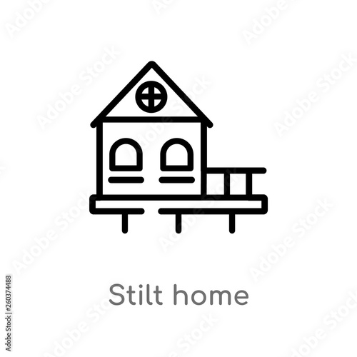 outline stilt home vector icon. isolated black simple line element illustration from buildings concept. editable vector stroke stilt home icon on white background