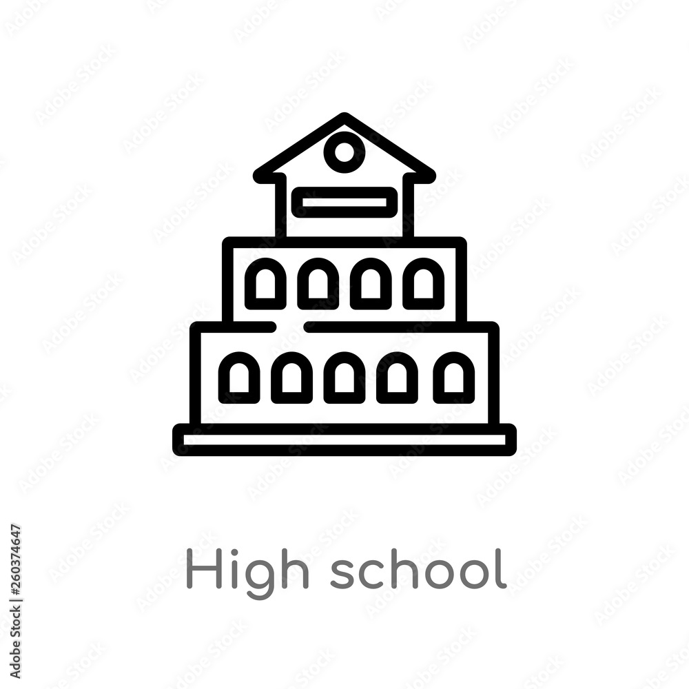 outline high school vector icon. isolated black simple line element illustration from buildings concept. editable vector stroke high school icon on white background outline high school vector icon. isolated black simple line element illustration from buildings concept. editable vector stroke high school icon on white background