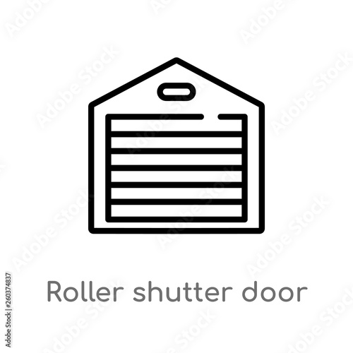 outline roller shutter door vector icon. isolated black simple line element illustration from buildings concept. editable vector stroke roller shutter door icon on white background