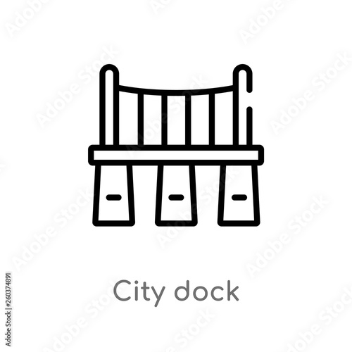 outline city dock vector icon. isolated black simple line element illustration from buildings concept. editable vector stroke city dock icon on white background
