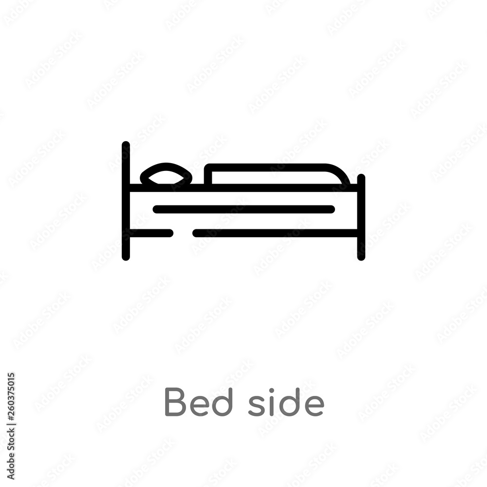 outline bed side vector icon. isolated black simple line element illustration from buildings concept. editable vector stroke bed side icon on white background outline bed side vector icon. isolated black simple line element illustration from buildings concept. editable vector stroke bed side icon on white background