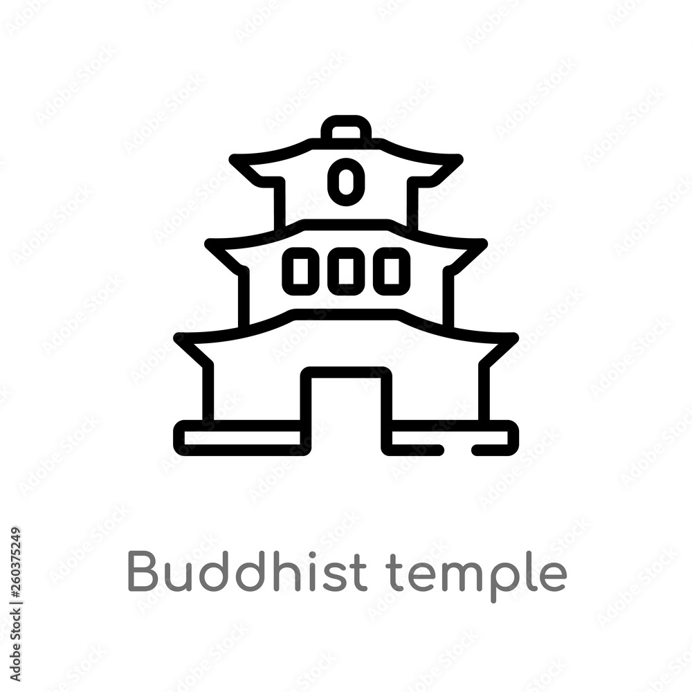 outline buddhist temple vector icon. isolated black simple line element illustration from buildings concept. editable vector stroke buddhist temple icon on white background