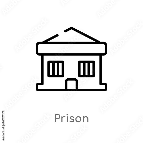 outline prison vector icon. isolated black simple line element illustration from buildings concept. editable vector stroke prison icon on white background