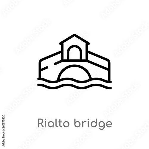 outline rialto bridge vector icon. isolated black simple line element illustration from buildings concept. editable vector stroke rialto bridge icon on white background © zaurrahimov