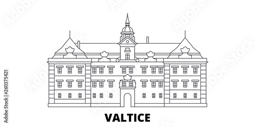 Czech Republic, Valtice flat travel skyline set. Czech Republic, Valtice black city vector panorama, illustration, travel sights, landmarks, streets.